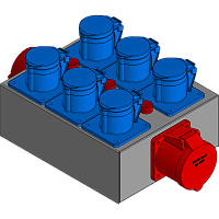 BELBOX BB-3201-2MR, устройство распределительное, вход CEE-380В/32А, выход CEE-380В/32A + 6хCEE-220В/16A, индикаторы включения фаз