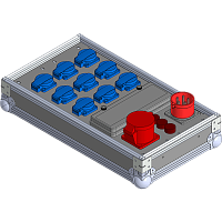 BELBOX BB-3212-1PR, устройство распределительное в кейсе, вход CEE-380В/32А, выход CEE-380В/32A + 9хSCHUKO-220В/16А, индикаторы