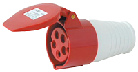 BELBOX BB-225, розетка силовая кабельная, 32А, 380В, 5P, 3P+N+E, IP44, красная