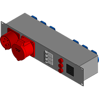 BELBOX BB-3223-1MR, устройство распределительное 19", вход CEE-380В/32А, выход 1xCEE-380В/32A + 6хSCHUKO-220В/16А + USB-порты, индикаторы