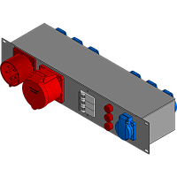 BELBOX BB-3222-1MR, устройство распределительное 19", вход CEE-380В/32А, выход 1xCEE-380В/32A + 7хSCHUKO-220В/16А, индикаторы