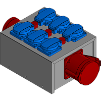 BELBOX BB-1601-1MR, устройство распределительное, вход CEE-380В/16А, выход CEE-380В/16A + 6хSCHUKO-220В/16А, индикаторы включения фаз