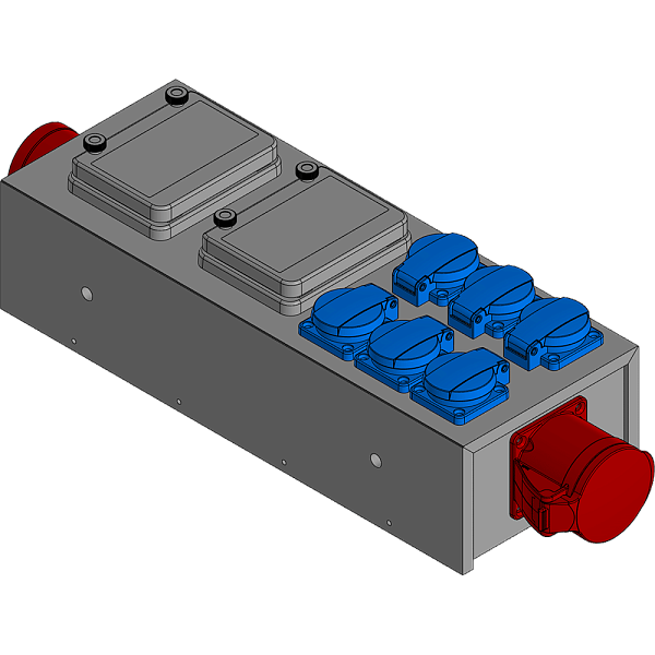 BELBOX BB-3203-1PP, устройство распределительное, вход CEE-380В/32А, выход CEE-380/32A + 6хSCHUKO-220В/16А, модульные автоматы, модульные индикаторы