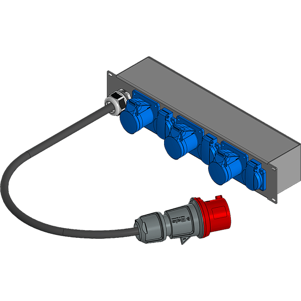 BELBOX BB-3225-3MR, устройство распределительное 19", вход CEE-380В/32А, выход 3хSCHUKO-220В/16 + 3xCEE-380В/16A, три индикатора включения фаз