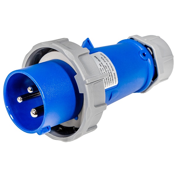 BELBOX BB-0132X, вилка силовая кабельная, 16А, 220В, 3P, 2P+E, IP67, синяя