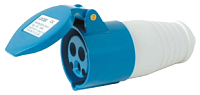 BELBOX BB-213, розетка силовая кабельная, 16А, 220В, 3P, 2P+E, IP44, синяя