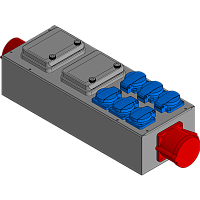 BELBOX BB-3203-1PP, устройство распределительное, вход CEE-380В/32А, выход CEE-380/32A + 6хSCHUKO-220В/16А, модульные автоматы, модульные индикаторы