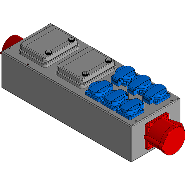 BELBOX BB-3203-1PP, устройство распределительное, вход CEE-380В/32А, выход CEE-380/32A + 6хSCHUKO-220В/16А, модульные автоматы, модульные индикаторы