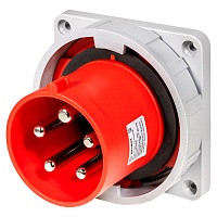 BELBOX BB-4452N, вилка силовая стационарная, 125А, 380В, 5P, 3P+N+E, IP67, красная
