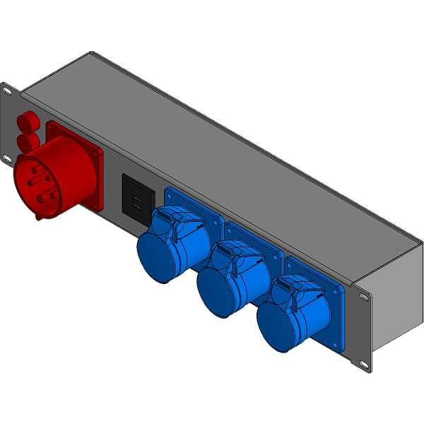 BELBOX BB-1624-2MR, устройство распределительное 19", вход CEE-380В/16А, выход 3хCEE-220В/16A + USB-порты, индикаторы