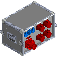 BELBOX BB-6310-1PR, устройство распределительное в кейсе, вход CEE-380В/63А, выход 4xCEE-380В/32А + 3хSCHUKO-220В/16А, индикаторы