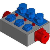 BELBOX BB-3201-3MR, устройство распределительное, вход CEE-380В/32А, выход CEE-380В/32A + 3хCEE-220В/16A + 3xSCHUKO-220В/16А, индикаторы включения фаз