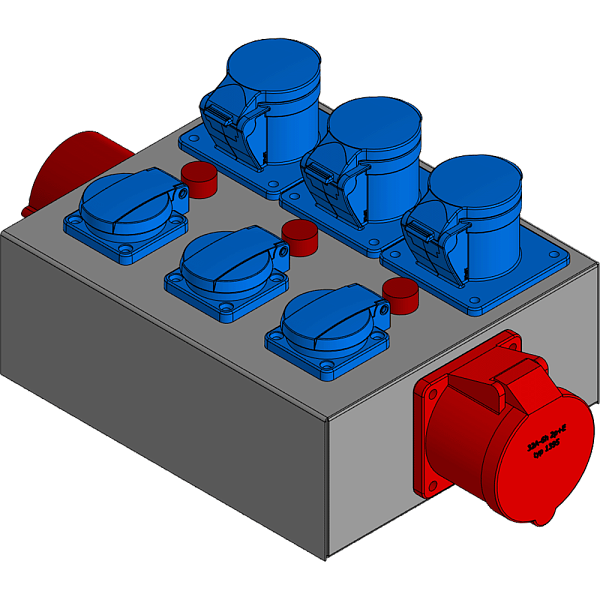 BELBOX BB-3201-3MR, устройство распределительное, вход CEE-380В/32А, выход CEE-380В/32A + 3хCEE-220В/16A + 3xSCHUKO-220В/16А, индикаторы включения фаз