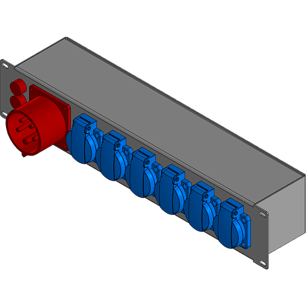 BELBOX BB-3220-1MR, устройство распределительное 19", вход CEE-380В/32А, выход 6хSCHUKO-220В/16А, индикаторы