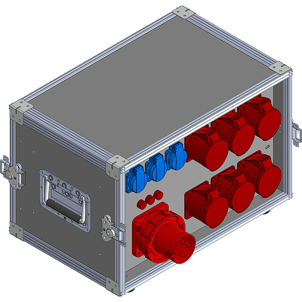 BELBOX BB-6305-1PR, устройство распределительное в кейсе, вход CEE-380В/63А, выход 3xCEE-380В/32A + 3xCEE-380В/16А + 3хSCHUKO-220В/16А, индикаторы